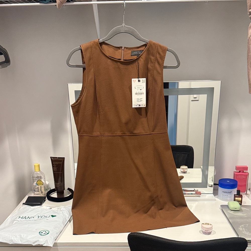 Zara Brown Sleeveless Mini Dress